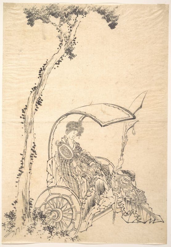 Lady in a Chariot, by Katsushika Hokusai