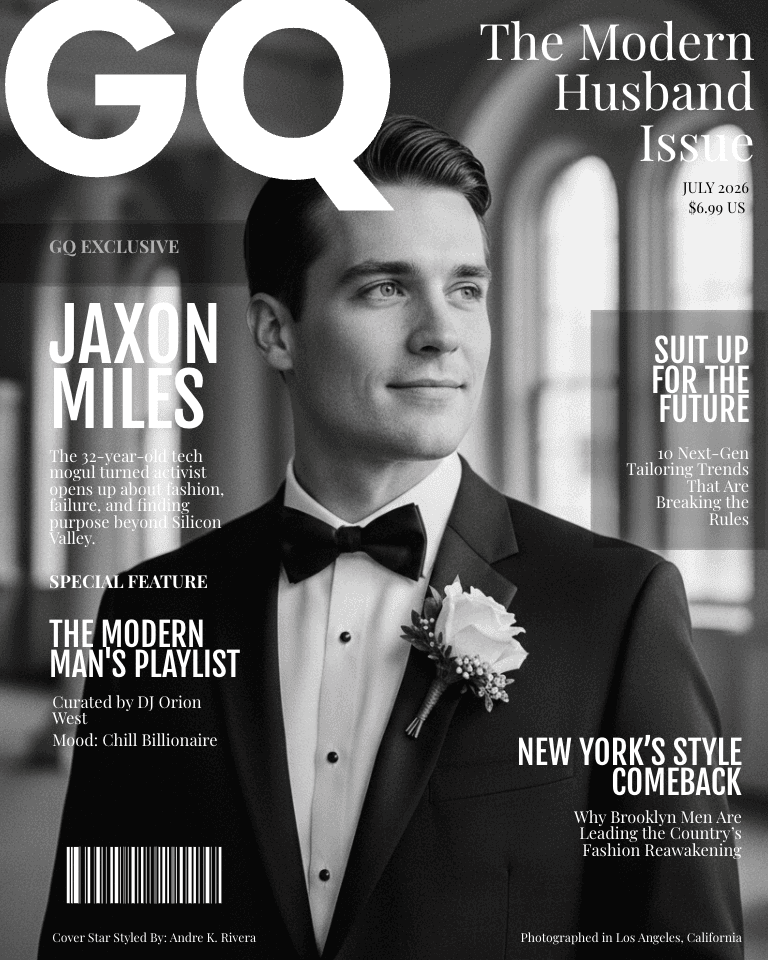 GQ Groom magazine cover template
