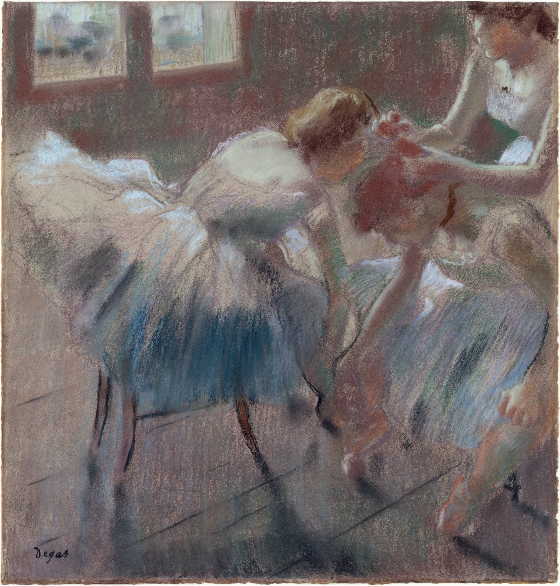 Three Dancers Preparing for Class, by Edgar Degas, after 1878