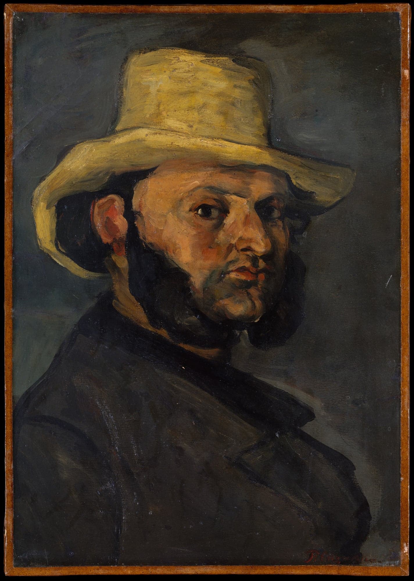 Gustave Boyer (b. 1840) in a Straw Hat, by Paul Cézanne, 1870–71
