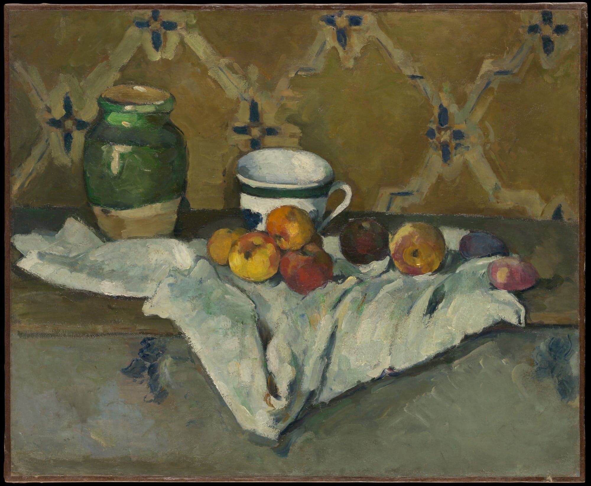 Still Life with Jar, Cup, and Apples, by Paul Cézanne, ca. 1877