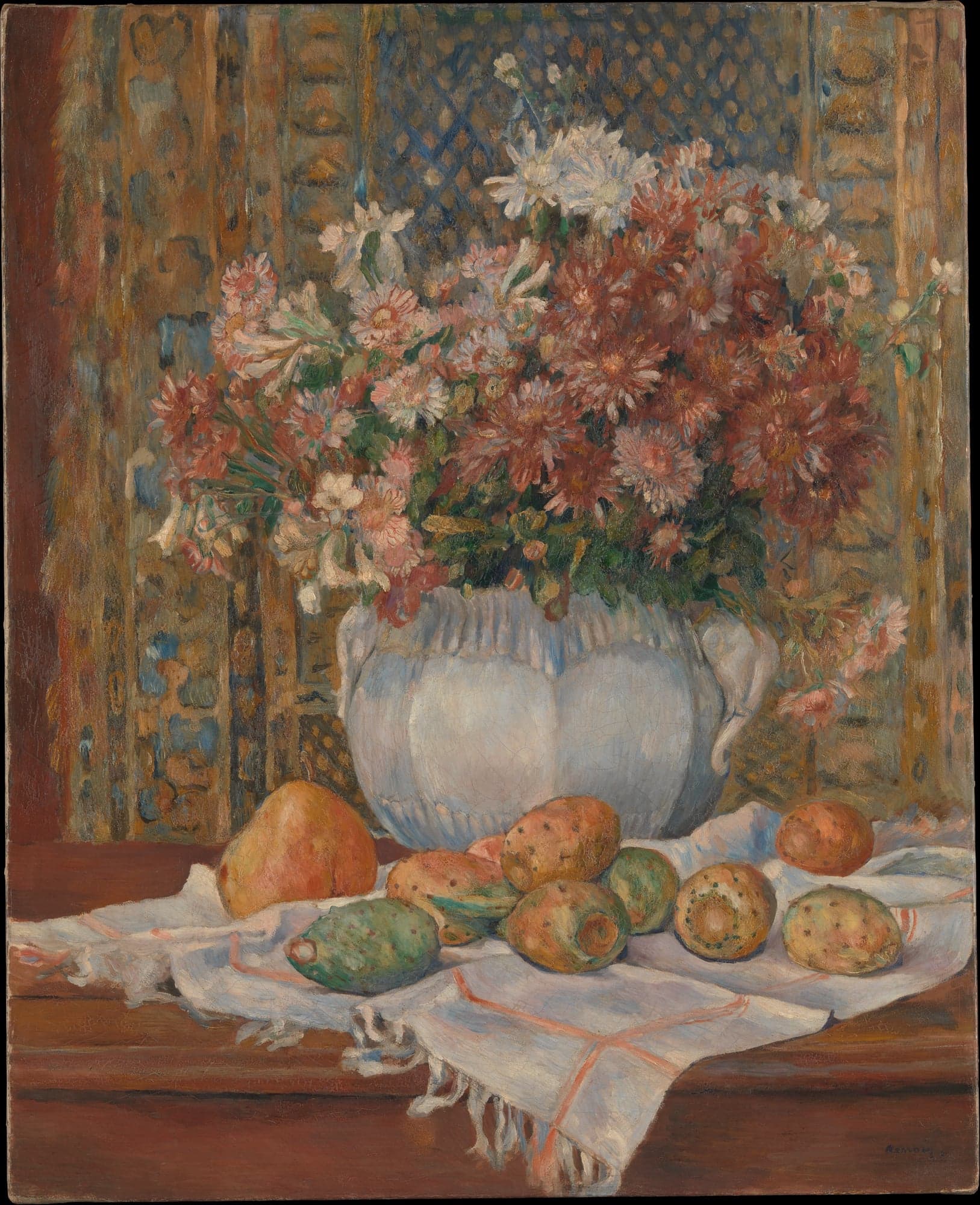 Still Life with Flowers and Prickly Pears, by Auguste Renoir, ca. 1885