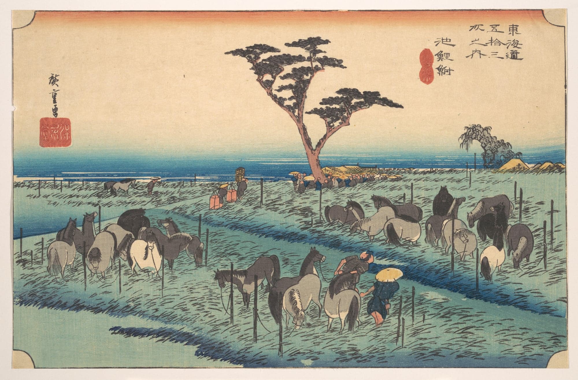 Chiriu, Station No. 40, by Utagawa Hiroshige, ca. 1834
