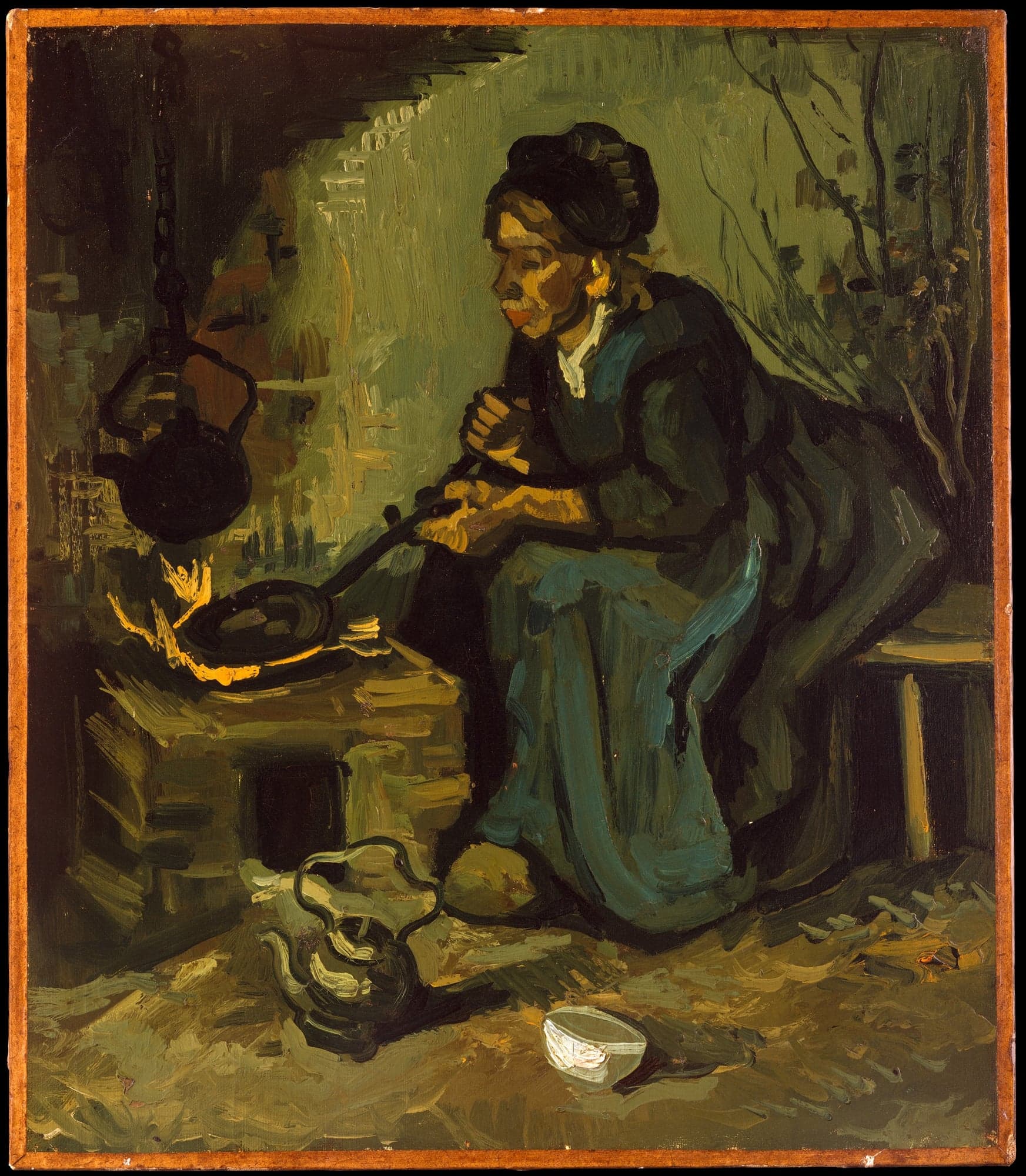 Peasant Woman Cooking by a Fireplace, by Vincent van Gogh, 1885