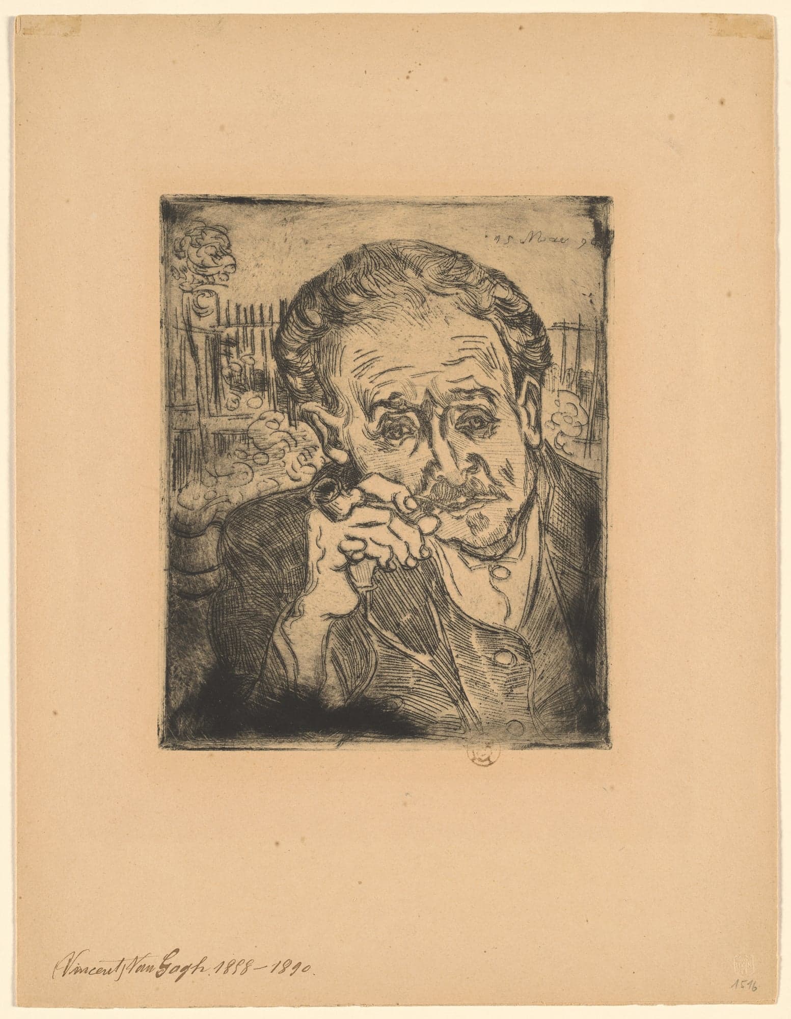 Portrait of Doctor Gachet or Man with a Pipe, by Vincent van Gogh, 1890