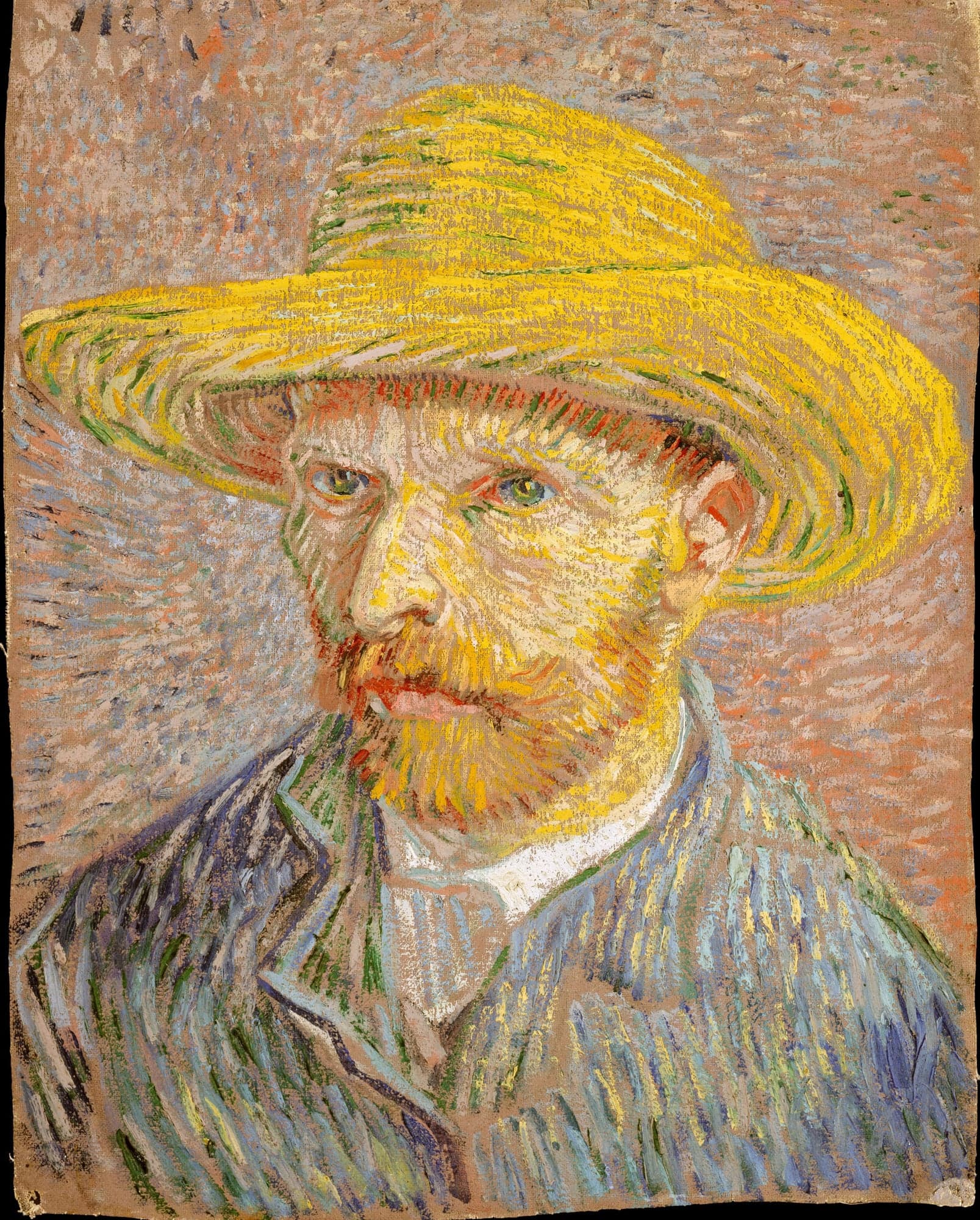 Self-Portrait with a Straw Hat (obverse: The Potato Peeler), by Vincent van Gogh, 1887